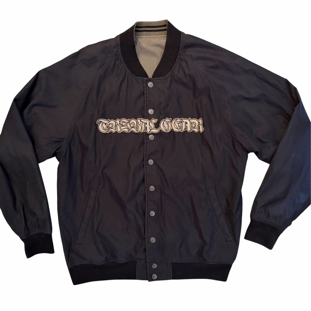 Vintage MENS Tribal Gear mister cartoon Reversible Jacket Bomber sz L